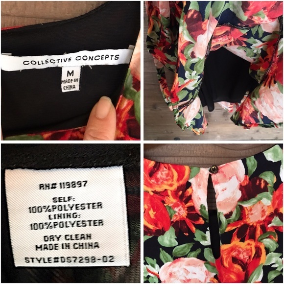 Collective Concepts Floral Scoop Neck S/S Dress M - Picture 7 of 8